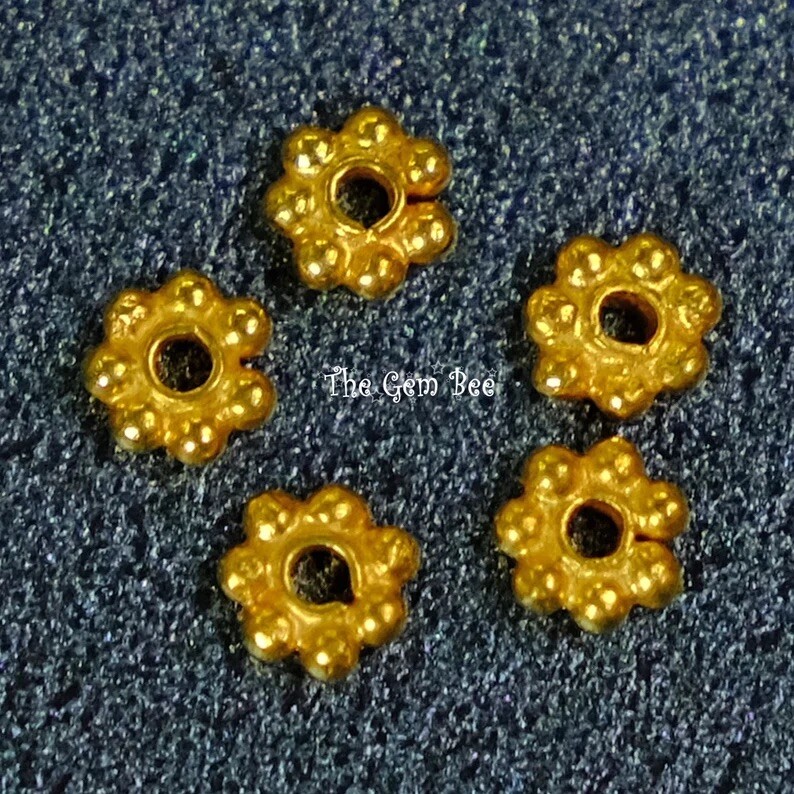 3mm 18k Solid Yellow Gold Daisy Bali Spacer Bead Findings (5)