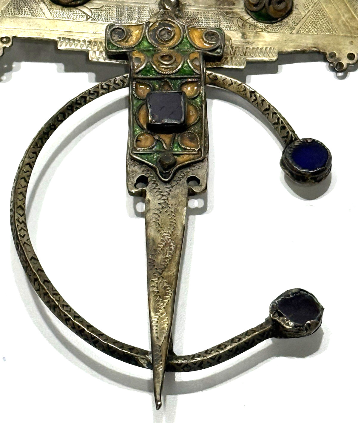 Large Berber Fibula Morocco Ancient & Silver 8.75″x5.5″x.5″