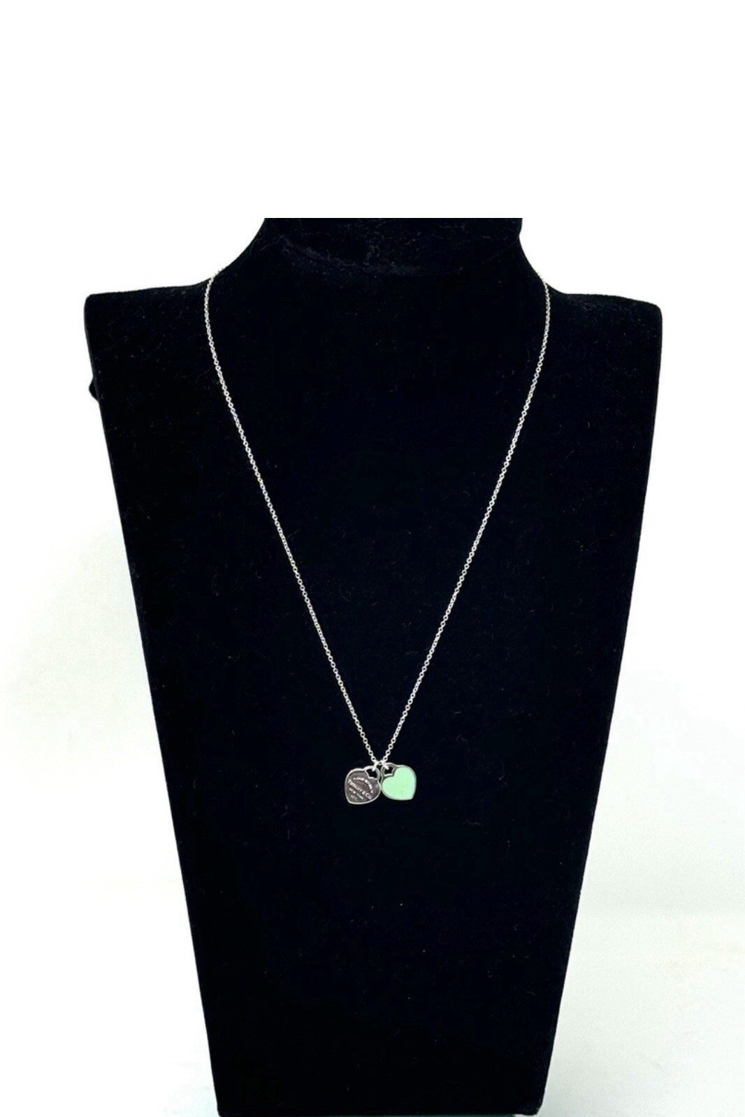 Tiffany Blue® Double Heart Tag Pendant Necklace ( 18” chain )