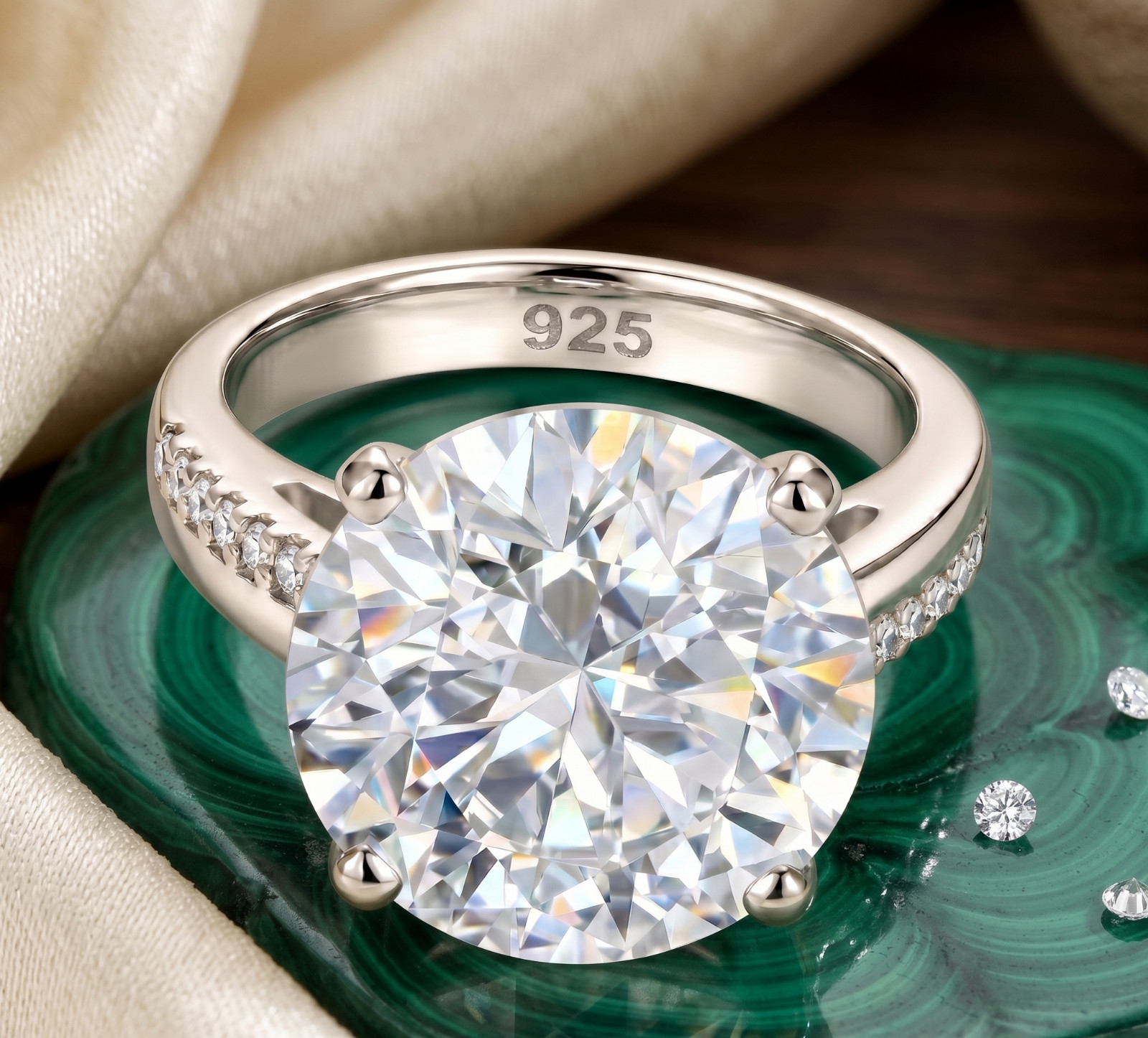 6.00 Ct Certified Round Cut White Natural Diamond Ring VVS1 White Gold Finish