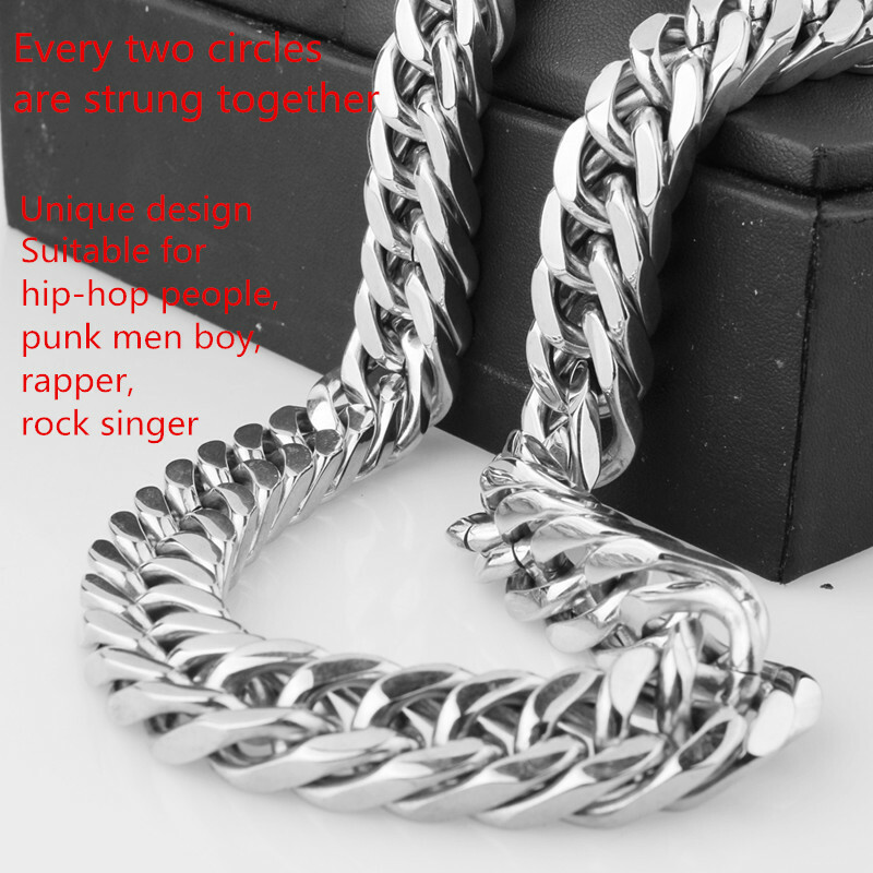 10-17mm Wide Silver Tone/Gold Stainless Steel Curb Cuban Chain Necklace for Men