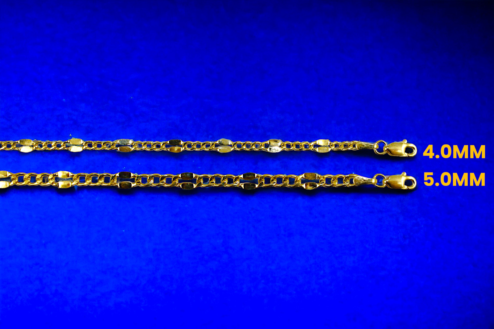 10K Yellow Gold 3mm-5mm SOLID Mirror Figaro Necklace Bracelet Chain Link 7″-30″
