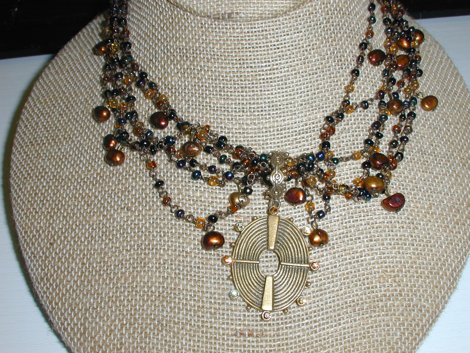 VINTAGE YSL- YVES SAINT LAURENT GOLD TONED NECKLACE W/ PEARLS & CLIPON EARRINGS!