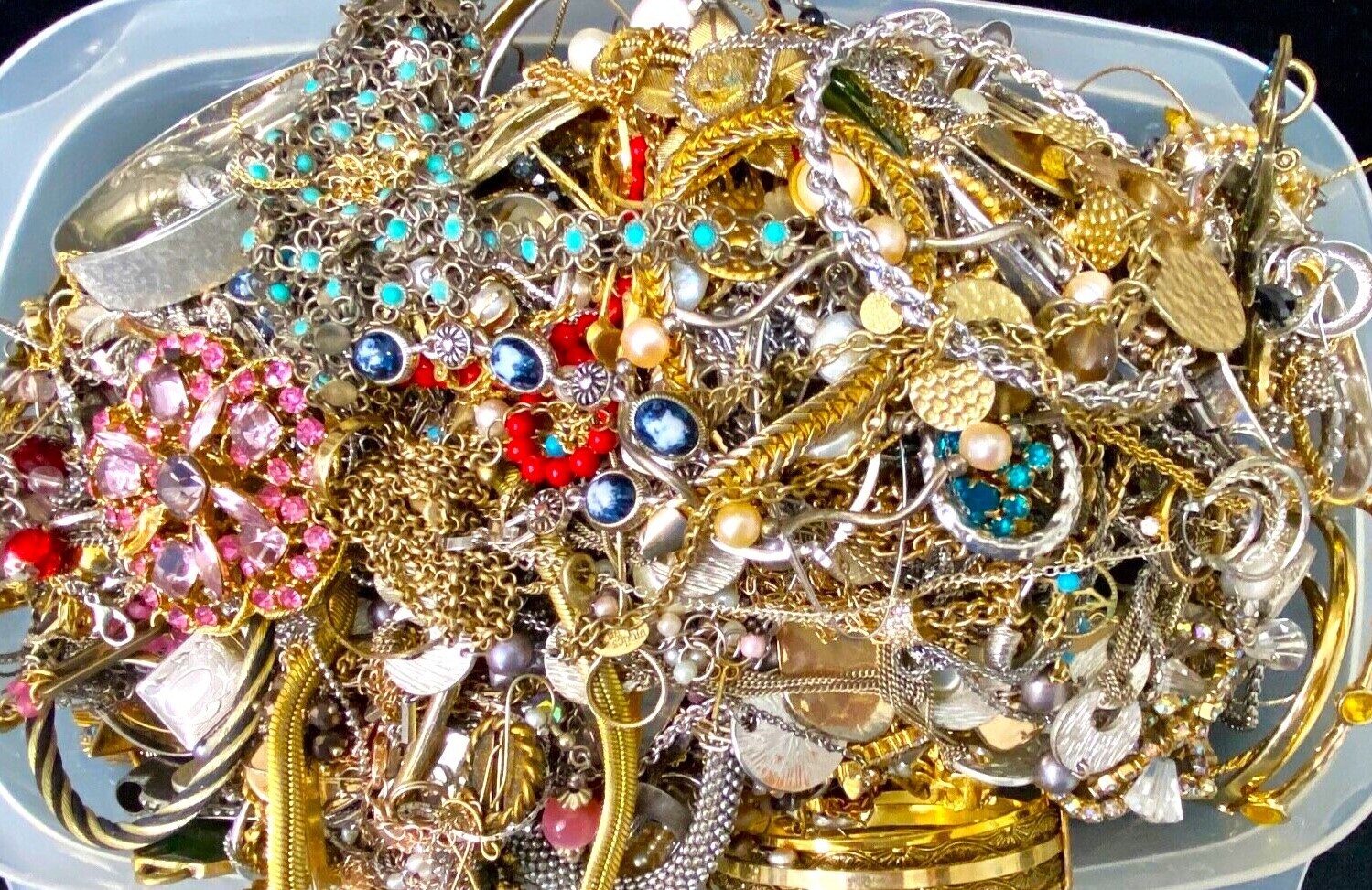 Jewelry Lot 3 Pounds Untested Huge Lot VTG to New Junk & Wear Resell Tangled In