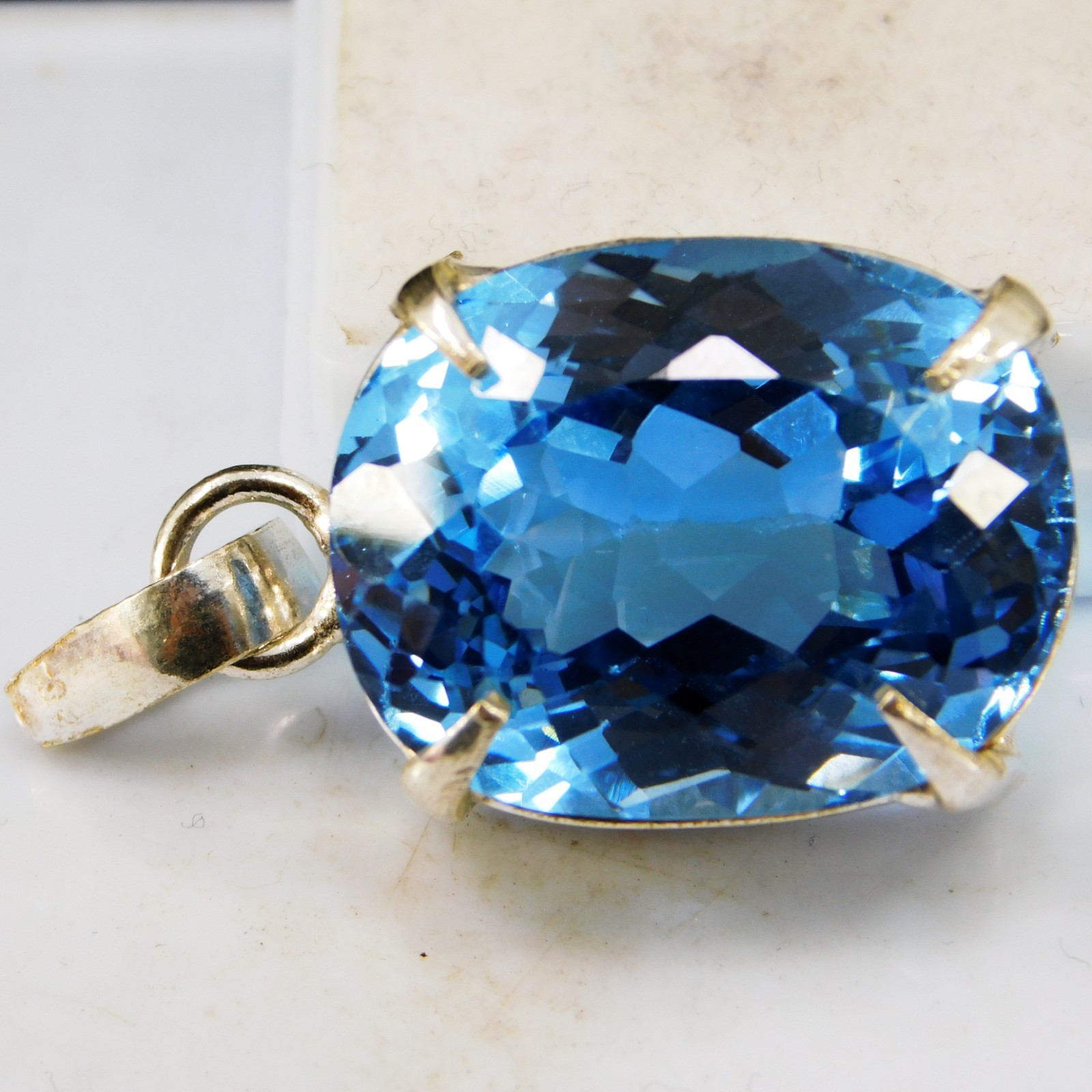 Natural 58.00 CT Certified Blue Sapphire Loose Gemstone Pendant 925 Solid Silver