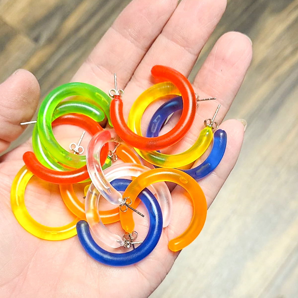Neon Acrylic Rave UV Hoop Earrings Sold as a pair