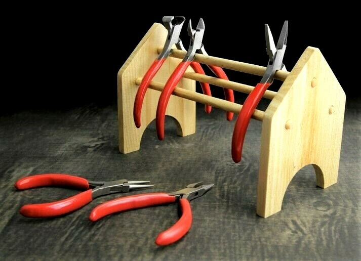 Plier Rack Tool Organizer Jewelry Bench Top Wooden Rack Stand Holder for Pliers