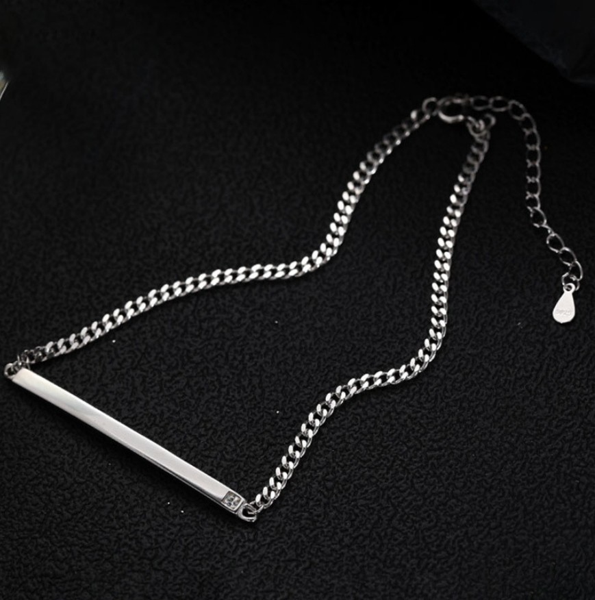 Silver Plated Curb Chain Minimalist Bar Pendant Adjustable Alloy Anklets Chain