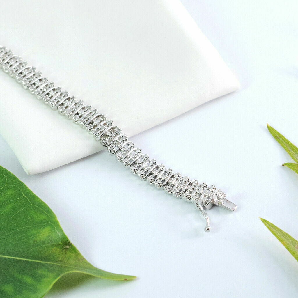 1.00ct TDW Diamond Brass S Link Tennis Bracelet