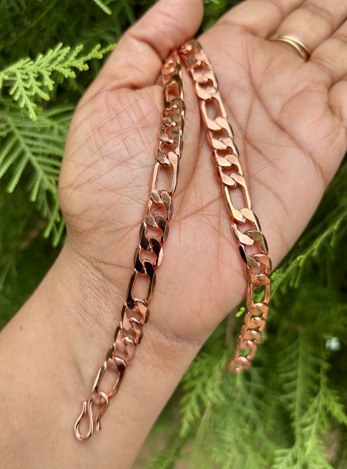 24 inch Pure Copper Flat FIGARO Chain Necklace, Healing Copper Jewelry Spiritual