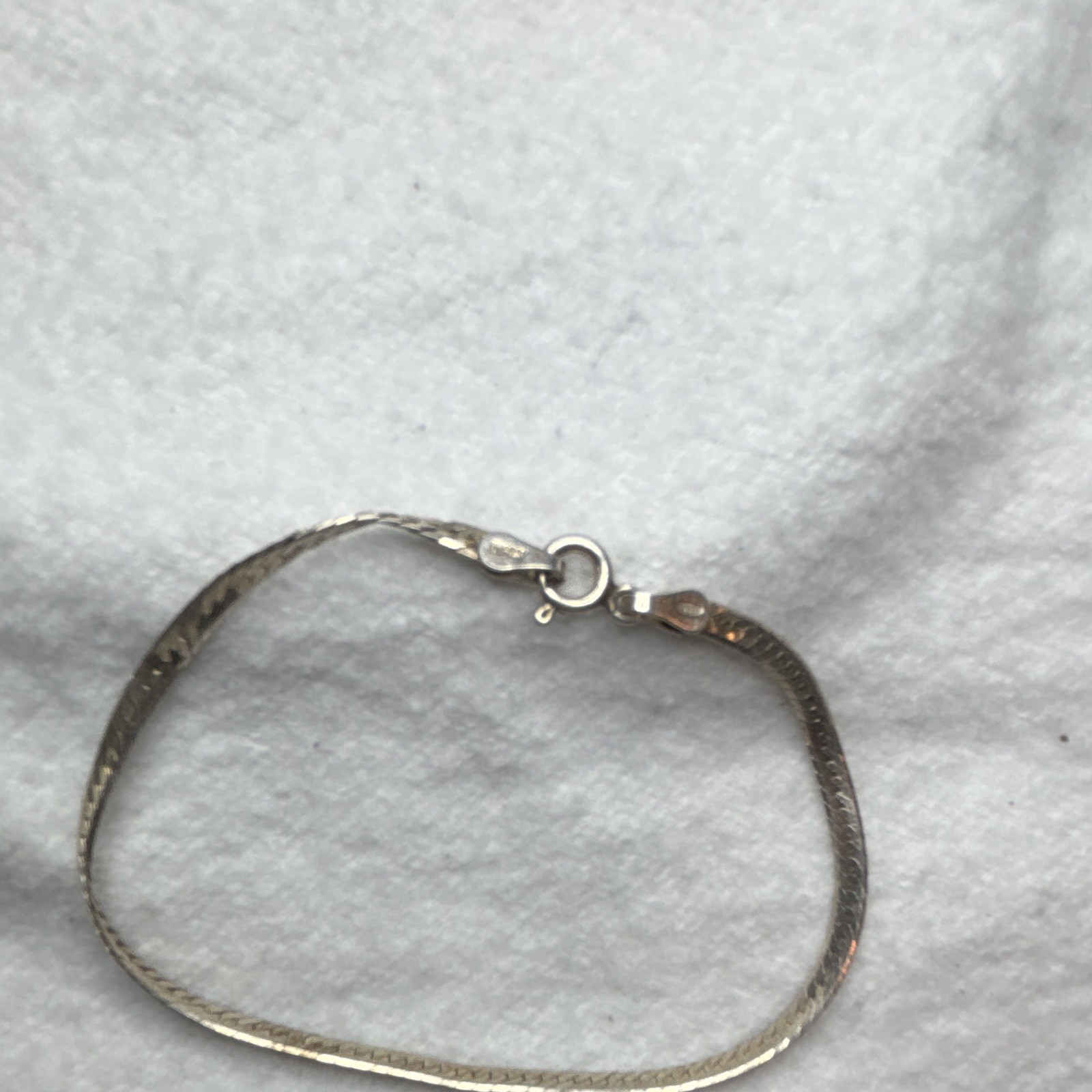 Solid 925 Sterling Silver Herringbone Bracelet Italy Chain