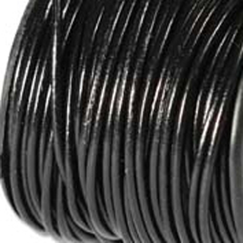 0.5mm Black Leather Round Cord 5 yards 41640