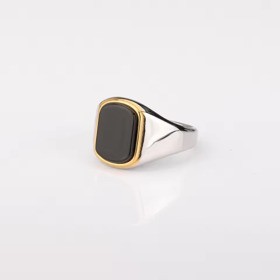 Men Ring High Quality 316L Stainless Steel Mix Gold Silver Red Stone Rectangle