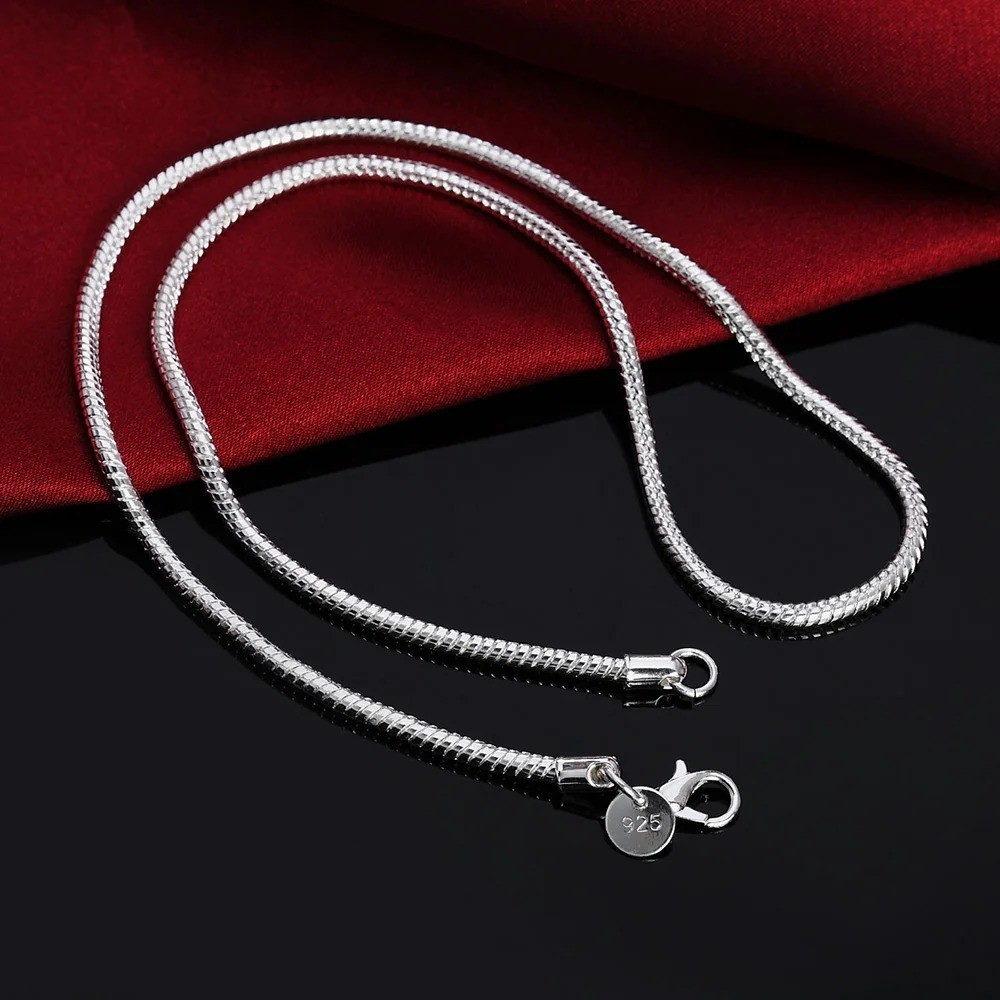925 Sterling Solid Silver Chain Necklace Jewelry for Women Men Fashion Gift