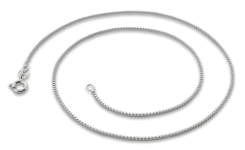 Solid Sterling Silver BOX Chain Necklace 0.5mm Stamped 925 Made In Italy