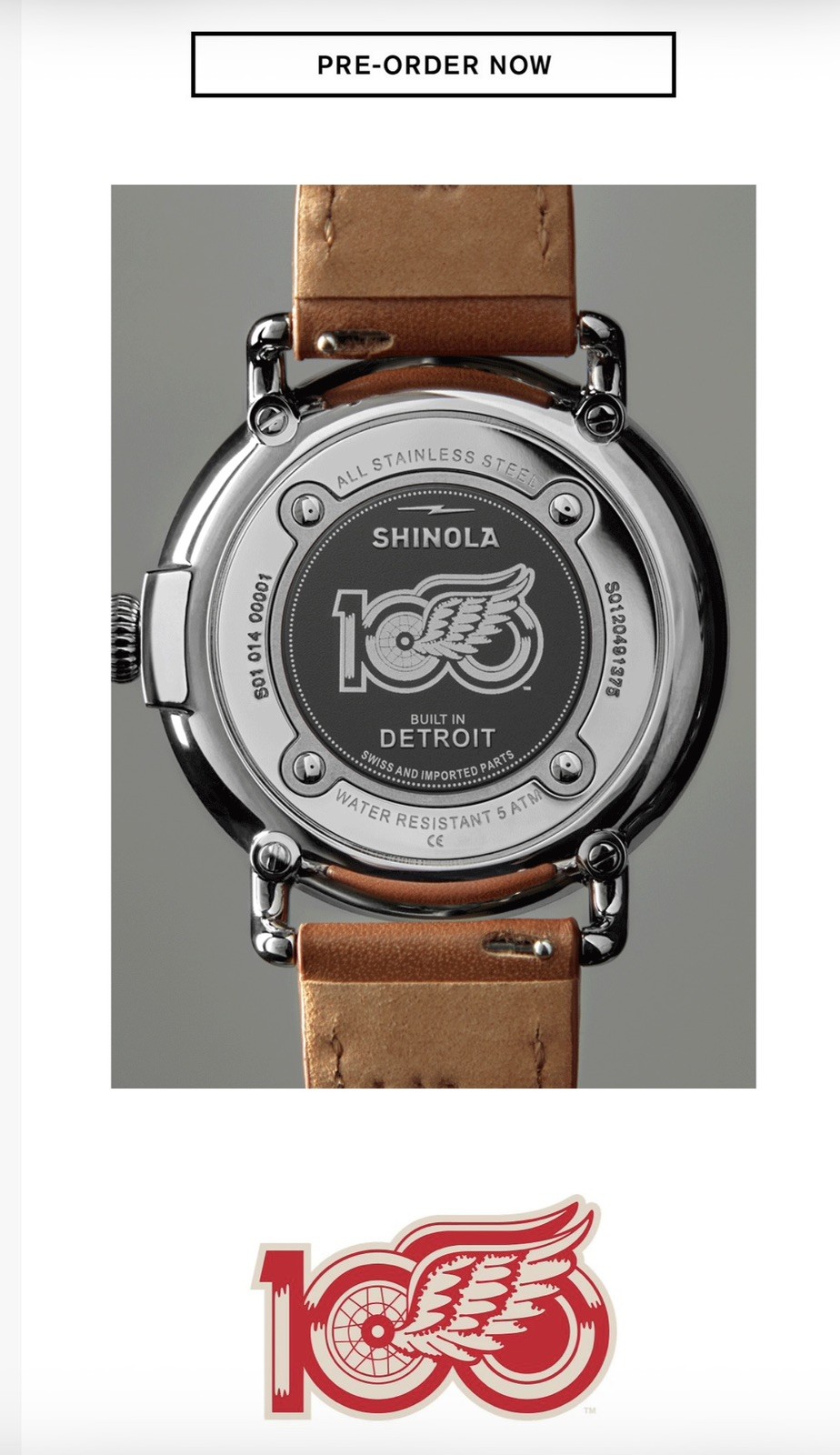Shinola x Detroit Red Wings Centennial Runwell Watch
