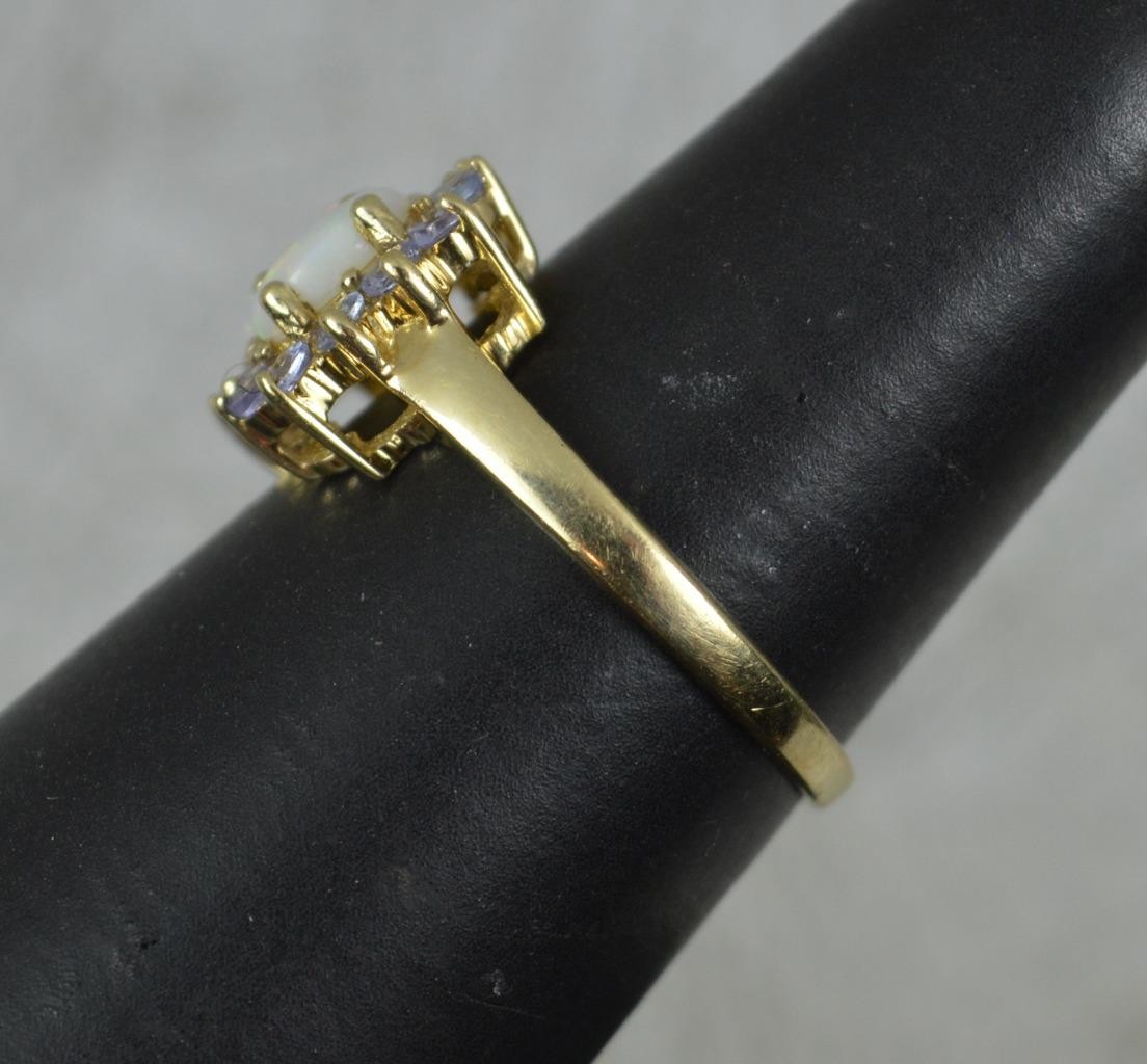 Natural Opal and Tanzanite 9 Carat Gold Cluster Ring