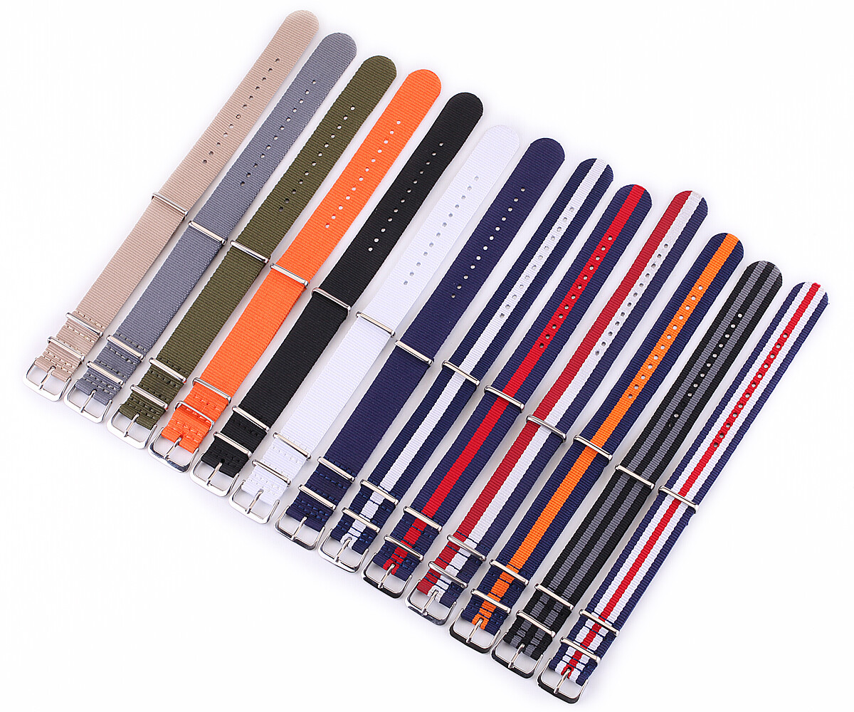 18mm 20mm 22mm 24mm Canvas Military Nylon Watch Strap Band