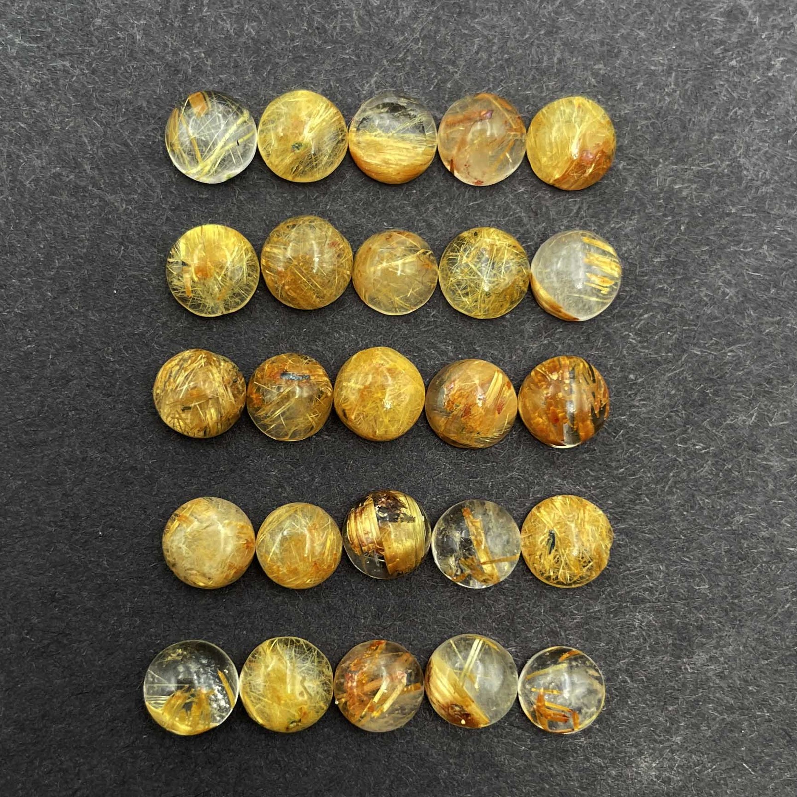 Natural Golden Rutile Quartz Round Cabochon Gemstone Lot 5 MM 127 Pcs 100 CT