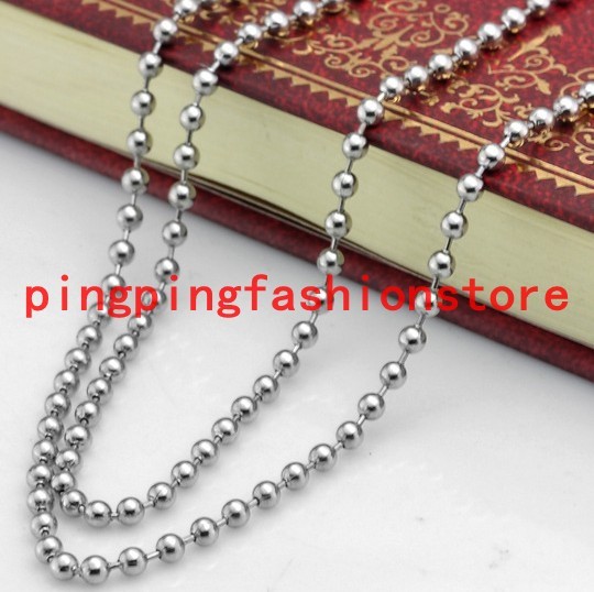 1.5-12mm Fashion Women Men Silver Ball Bead Chain Stainless Steel Necklace16-40″