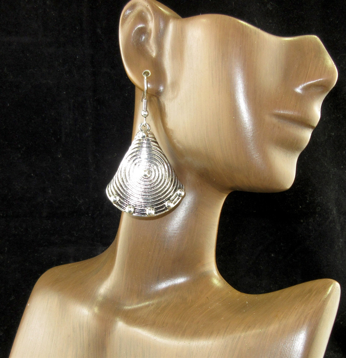 Oversize Teardrop Shell Drop Dangle Earrings Silver