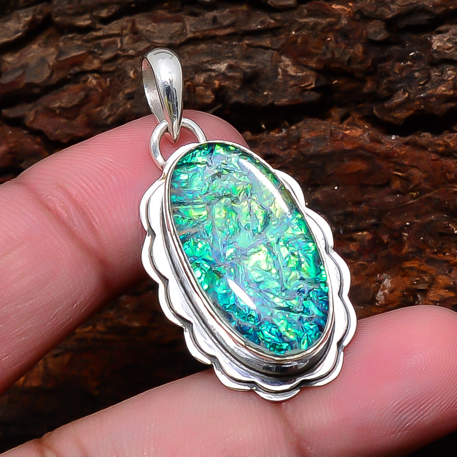 Opal Gemstone 925 Sterling Silver Jewelry Pendant 1.65″ P10890123829