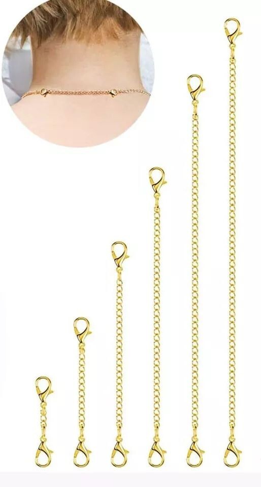 2-Pack Extender /Safety Chain Extender Necklace Bracelet Lobster lock 1″ To 6″