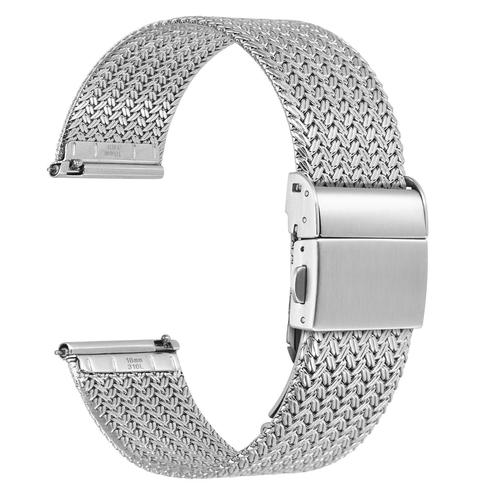 WOCCI Metal Woven Mesh Watch Strap 14mm 16mm 18mm 20mm 22mm,316L Stainless Steel