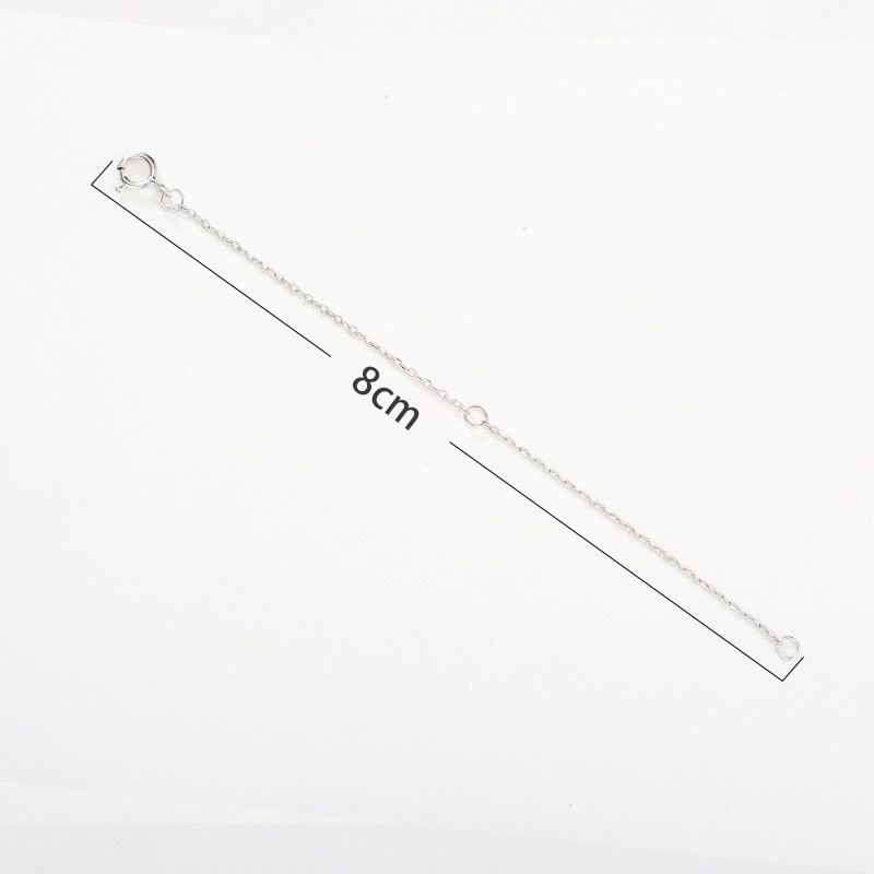 2PCS 925 Sterling Silver Necklace Extension O Chain Safety Spring Clasp Extender
