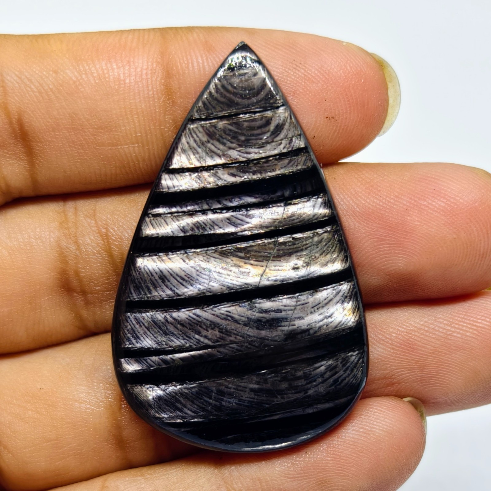 87 Cts Natural Hypersthene Cabochon Gemstone For Jewelry 46X29X6.5 MM