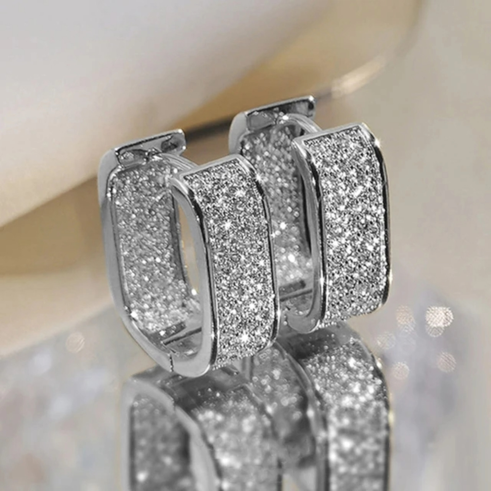 Gold Plated Hoop Earrings With Cubic Zirconia Unisex Hip Hop Jewelry For Women