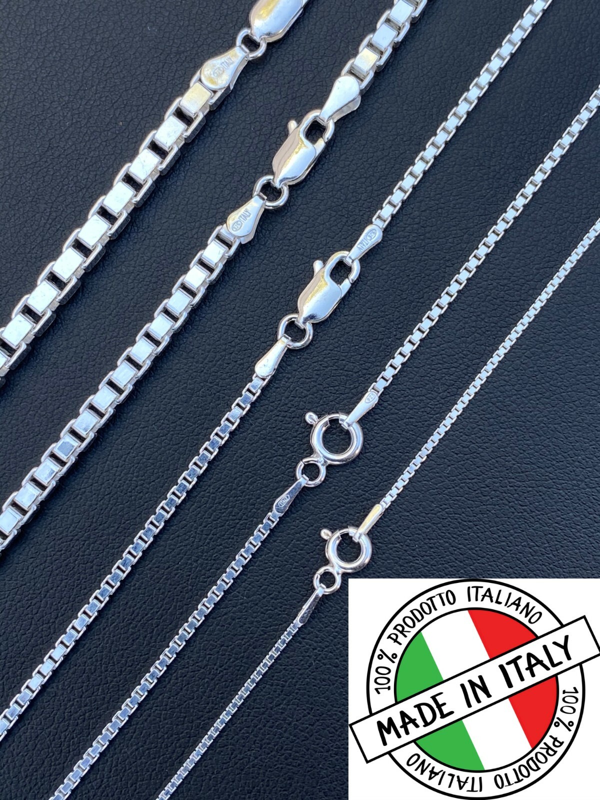 Real Solid 925 Sterling Silver Box Chain 1-4mm Necklace Men Ladies 16-30″ ITALY