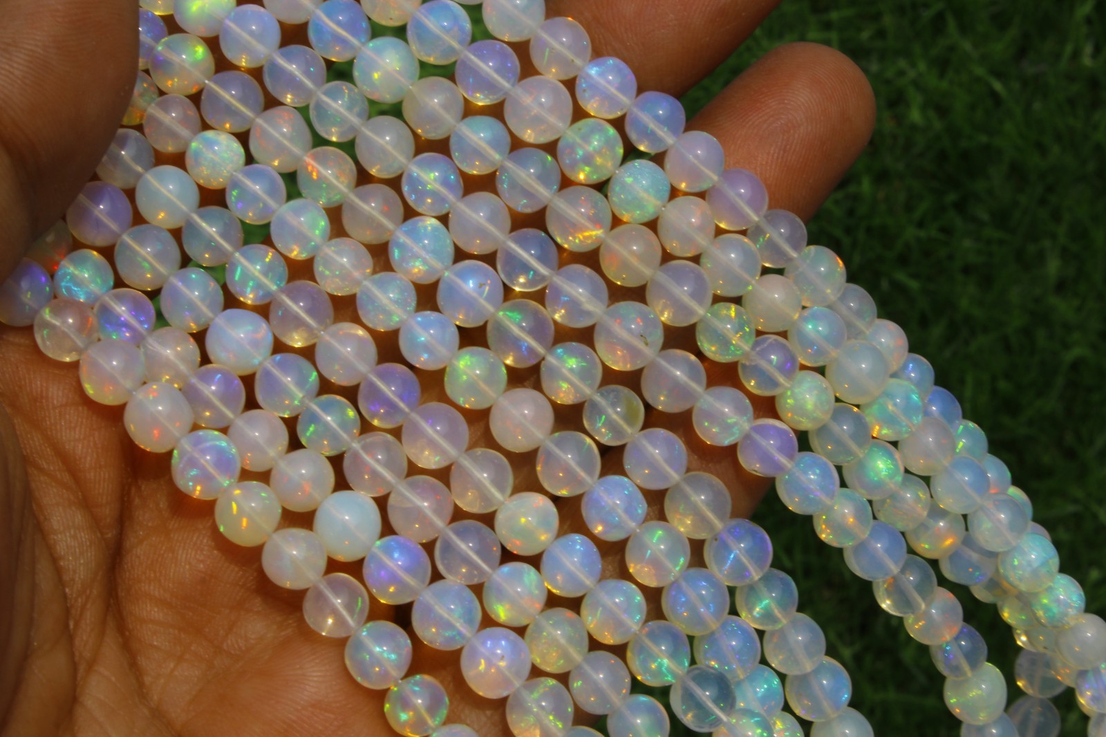 Natural Ethiopian Opal Round Beads 5-6mm Smooth Gemstone 8 Inch Strand Loose