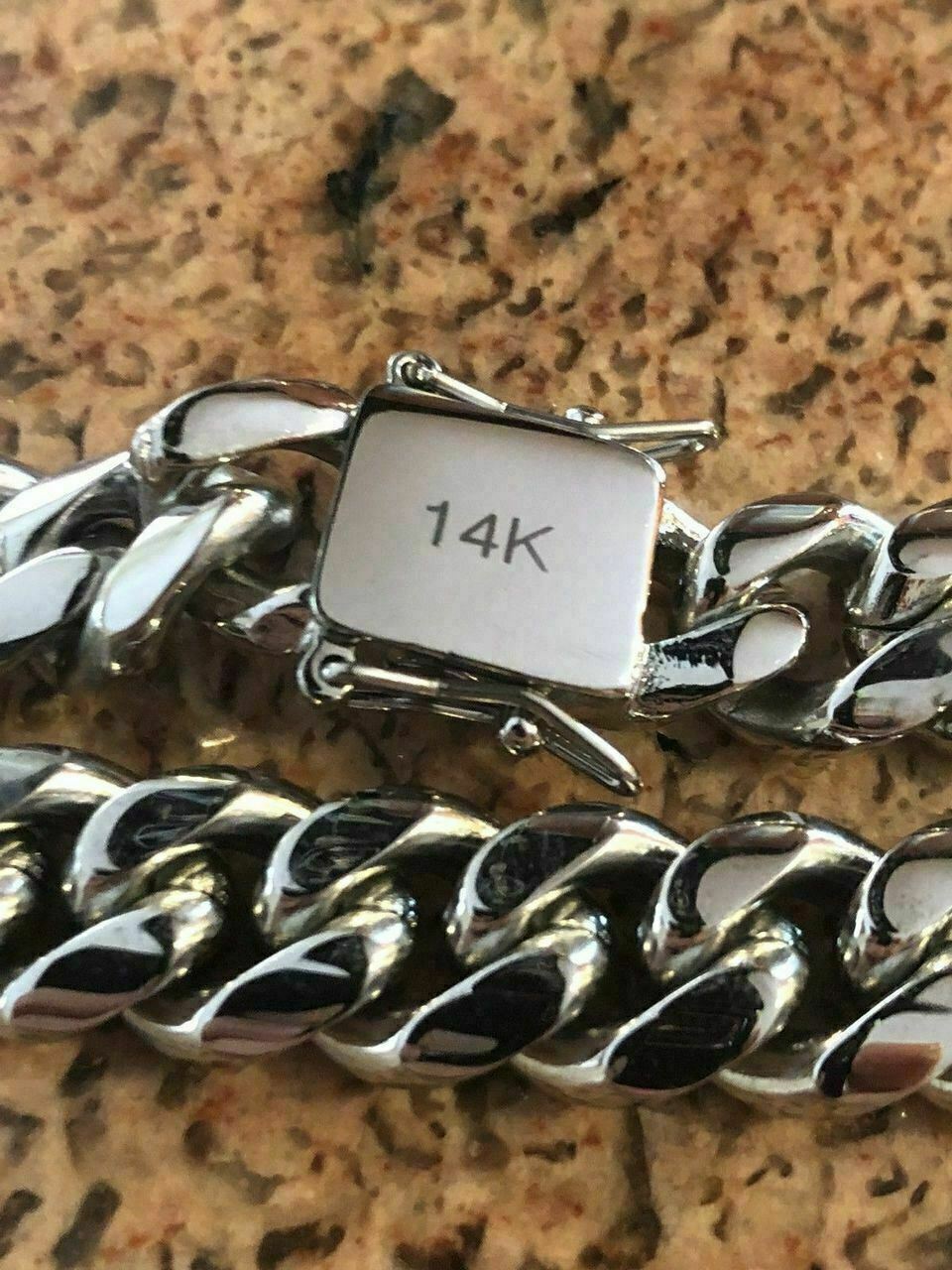 12mm Mens Miami Cuban Link Chain Stainless Steel HEAVY Looks Like Silver Hip Hop