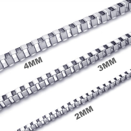 1.4mm- 4mm 16″-40″ Silver Stainless Steel Box Necklace Chain HN2 USA Seller