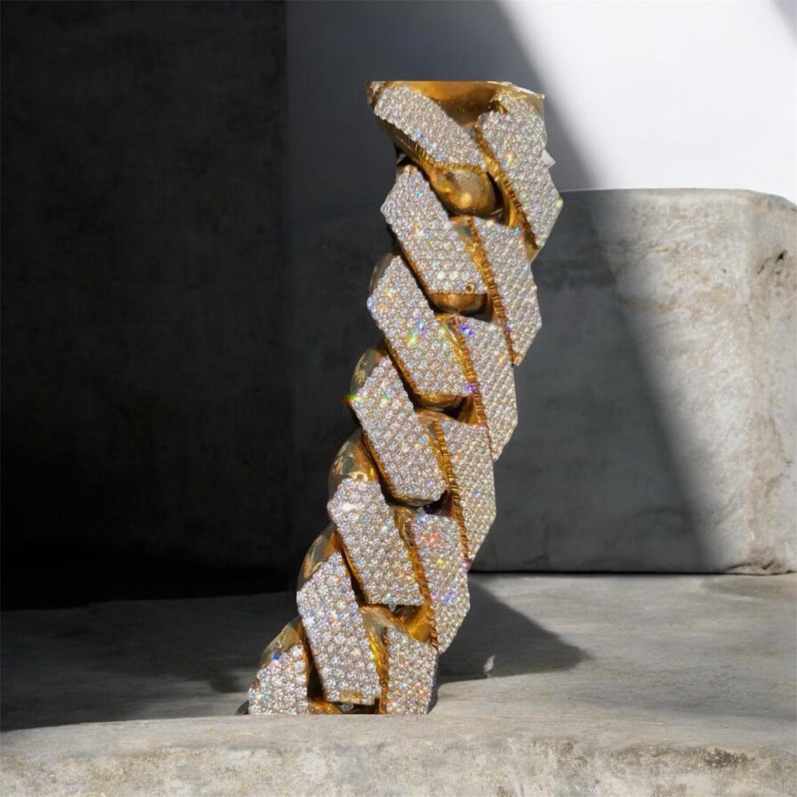 15mm Hip Hop Cubic Zircon CZ Iced Out Bubbles Cuban Link Chain Necklace For Men’