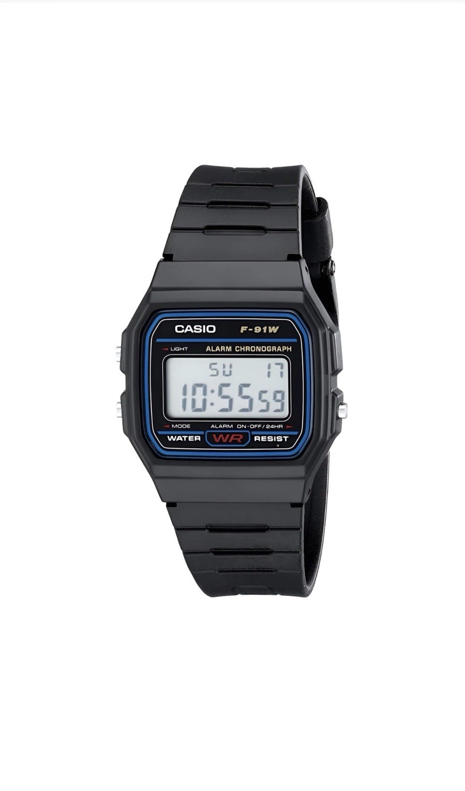 Casio Men’s Watch Classic Alarm Chrono Digital Dial Black Resin Strap F91W-1