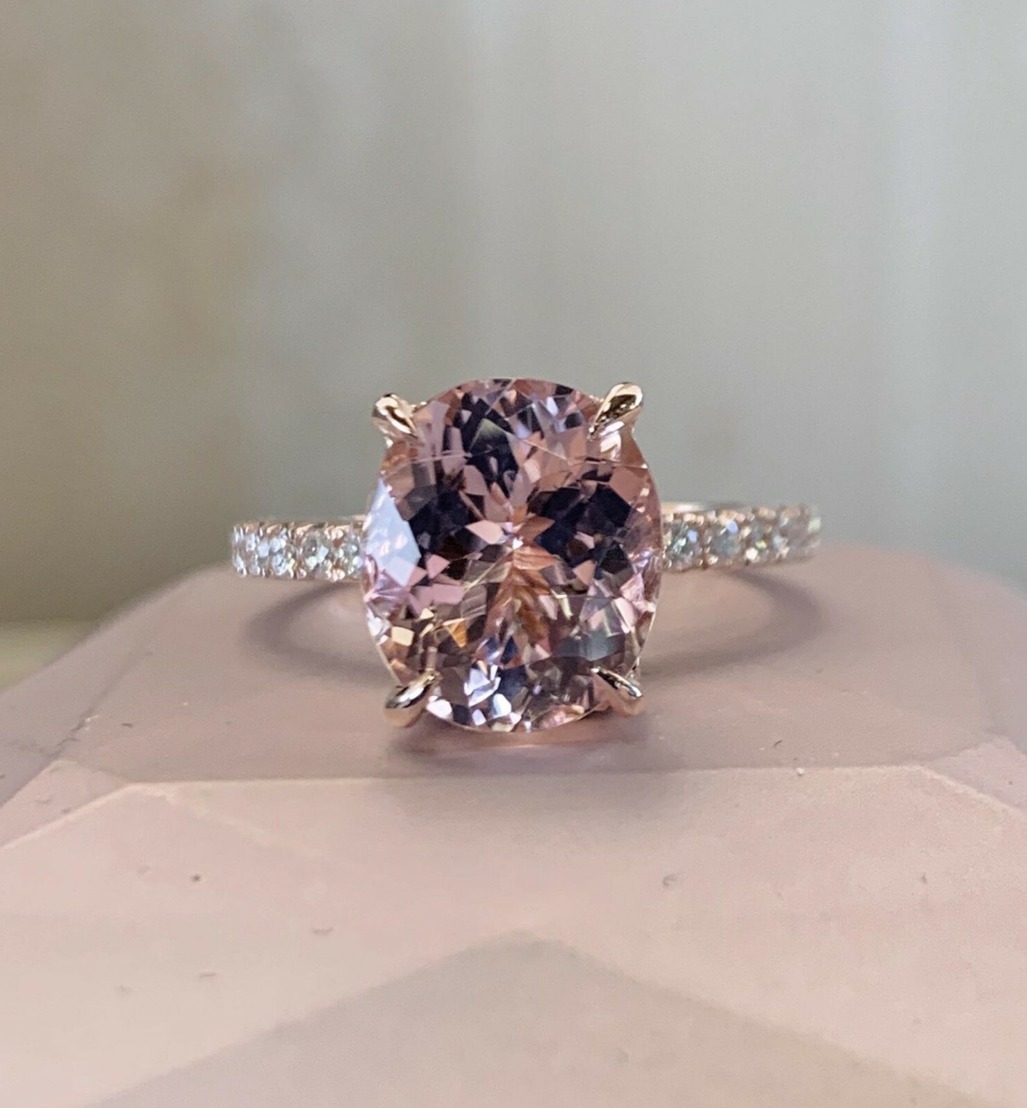 2.40Ct Oval Cut Natural Morganite Solitaire Ring 14K Rose Gold Silver Plated