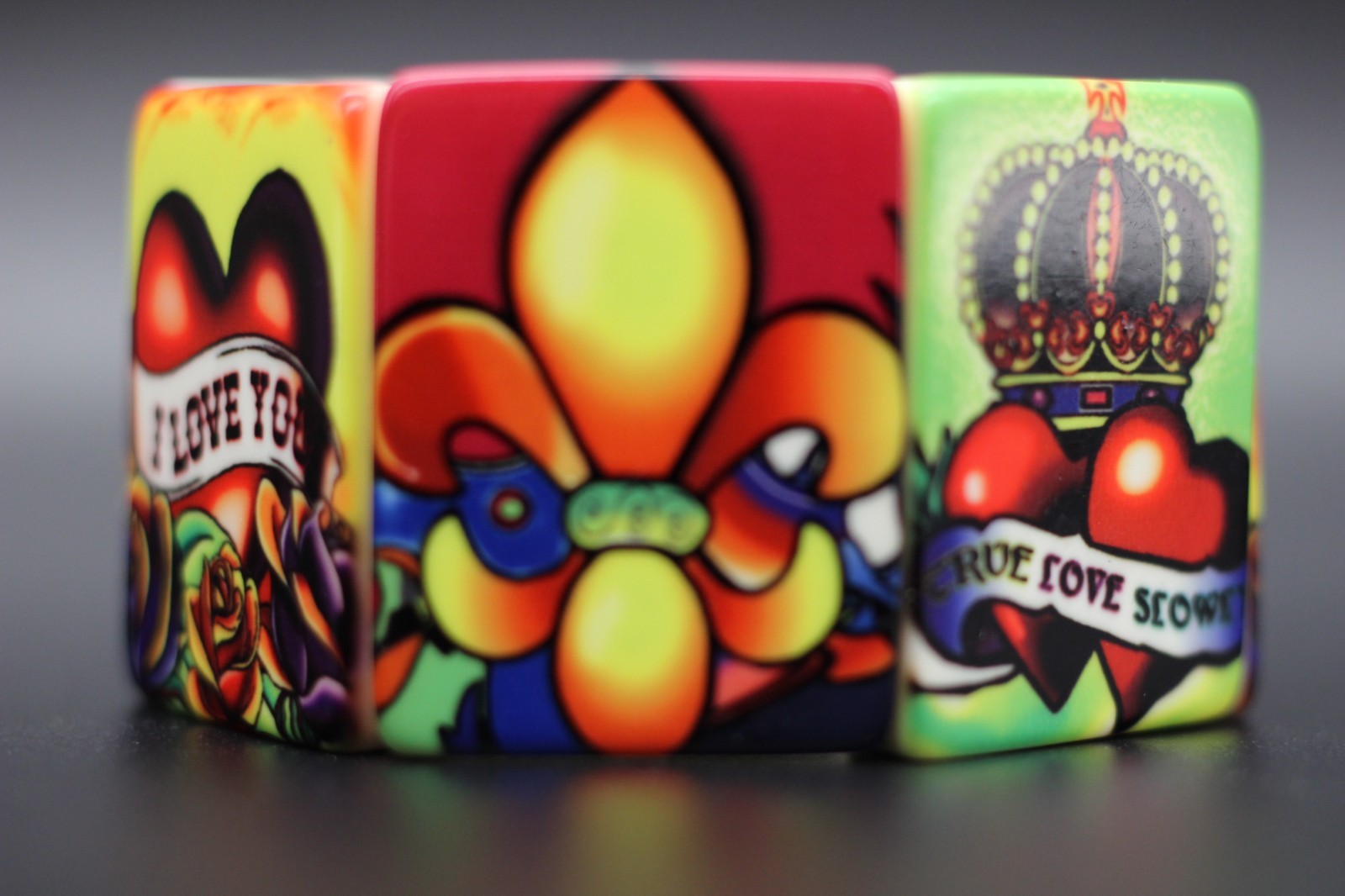 Expansion Bracelet Ed Hardy Style Art Chunky Tile Heart Crown Love Stretch