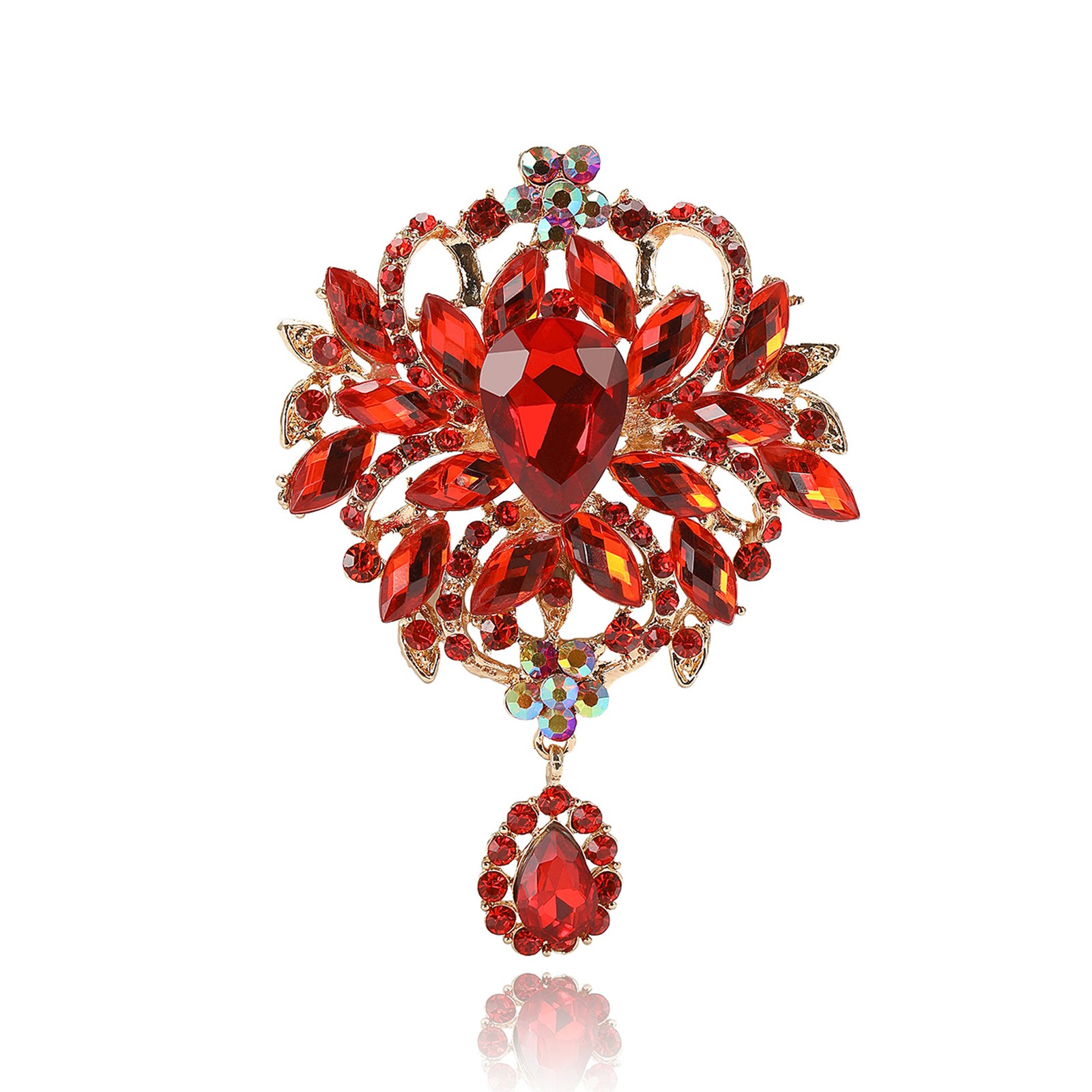 Hot Selling Alloy Large Glass Brooch Women’s Clothes Jewelry Pin For Banquet