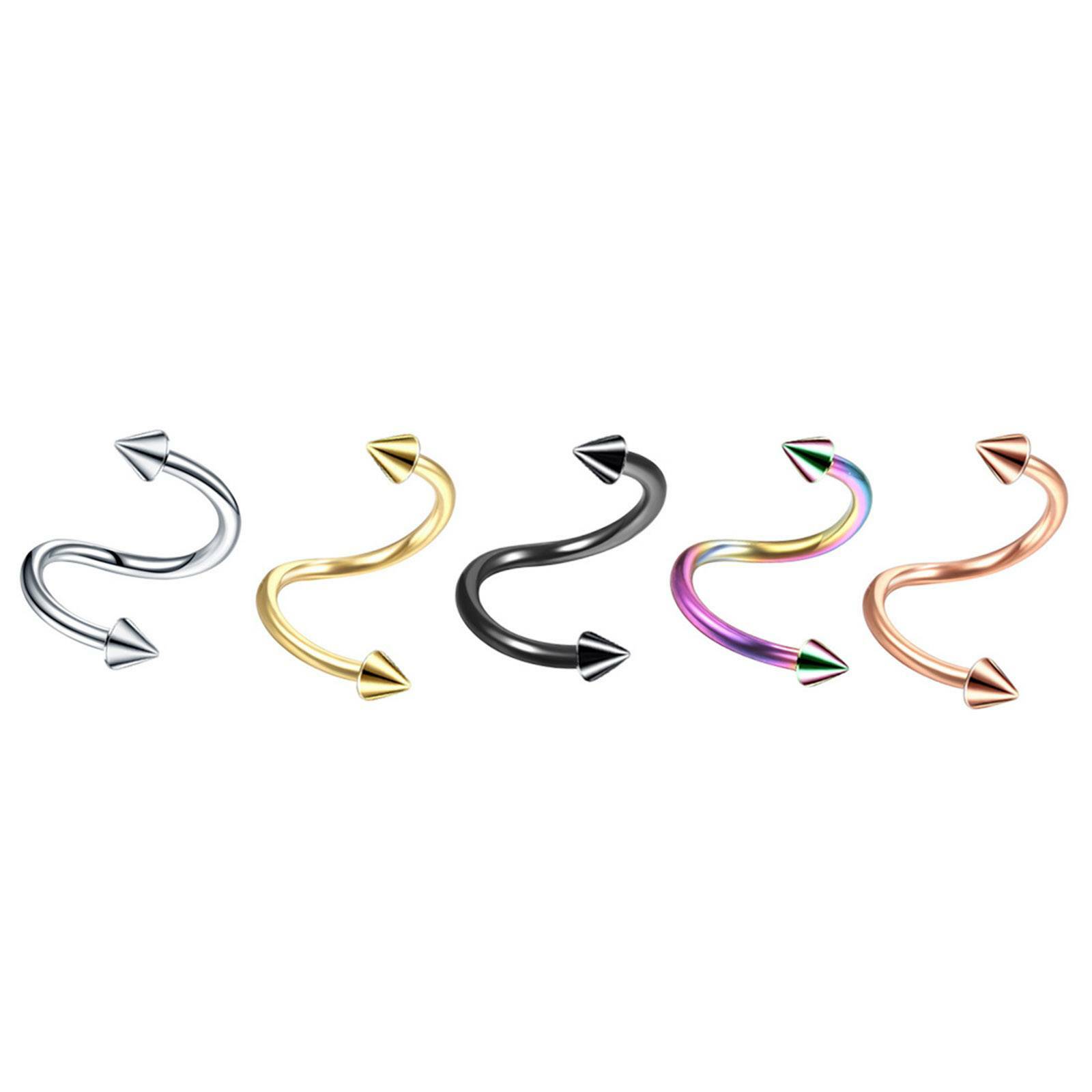 10pcs Ball Cone Spiral Twist Nose Ring 316L Steel Cartilage Tragus Earring 16G