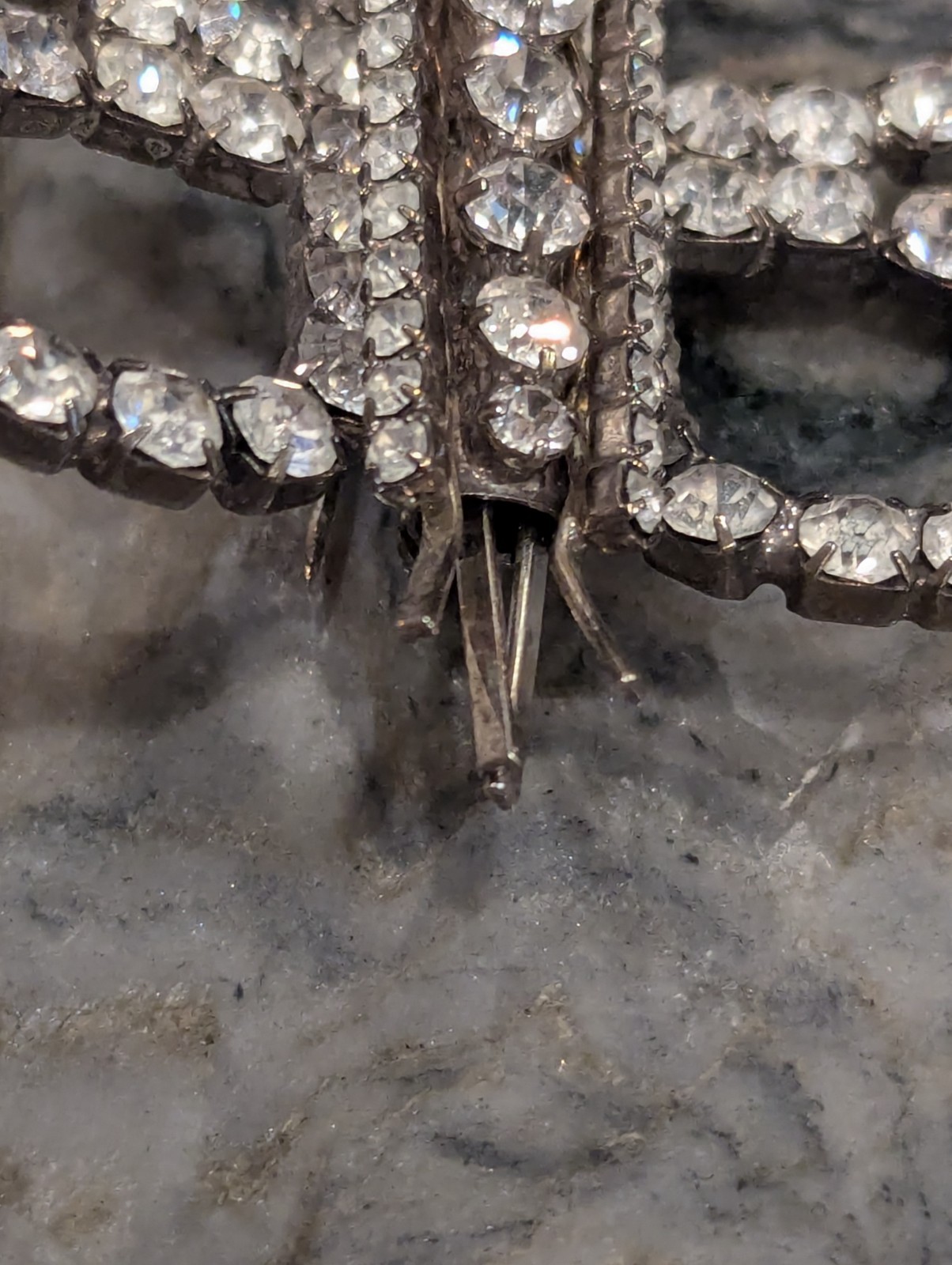 Antique Butterfly Brooch w Removable Hairpins Foil Back Strass Paste…
