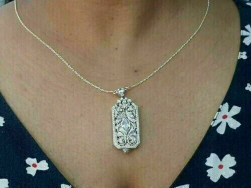 5.20Ct Marquise Cut Diamond Engagement Anniversary 14K White Gold Finish Pendant