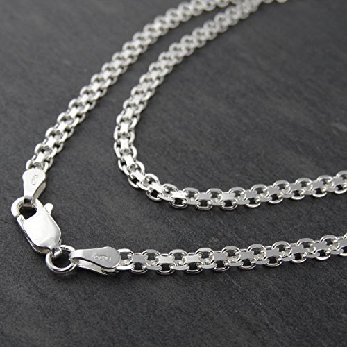 Italian 925 Sterling Silver 3mm Bismark Chain – 16, 18, 20, 22, 24, 30