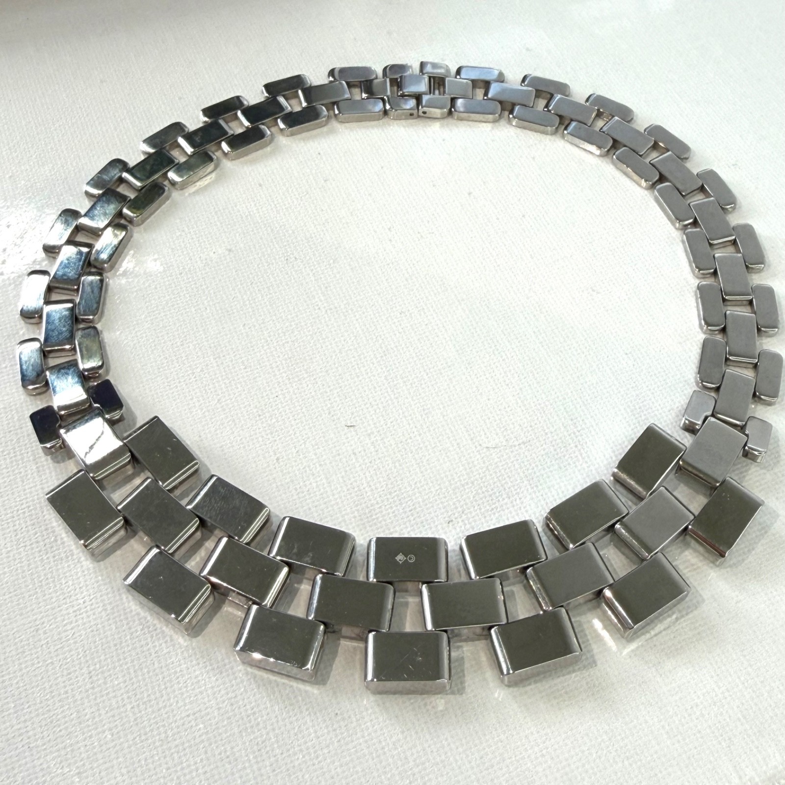 Swarovski Belcher Crystal Necklace Silver Rhodium Plated Art Deco In Box