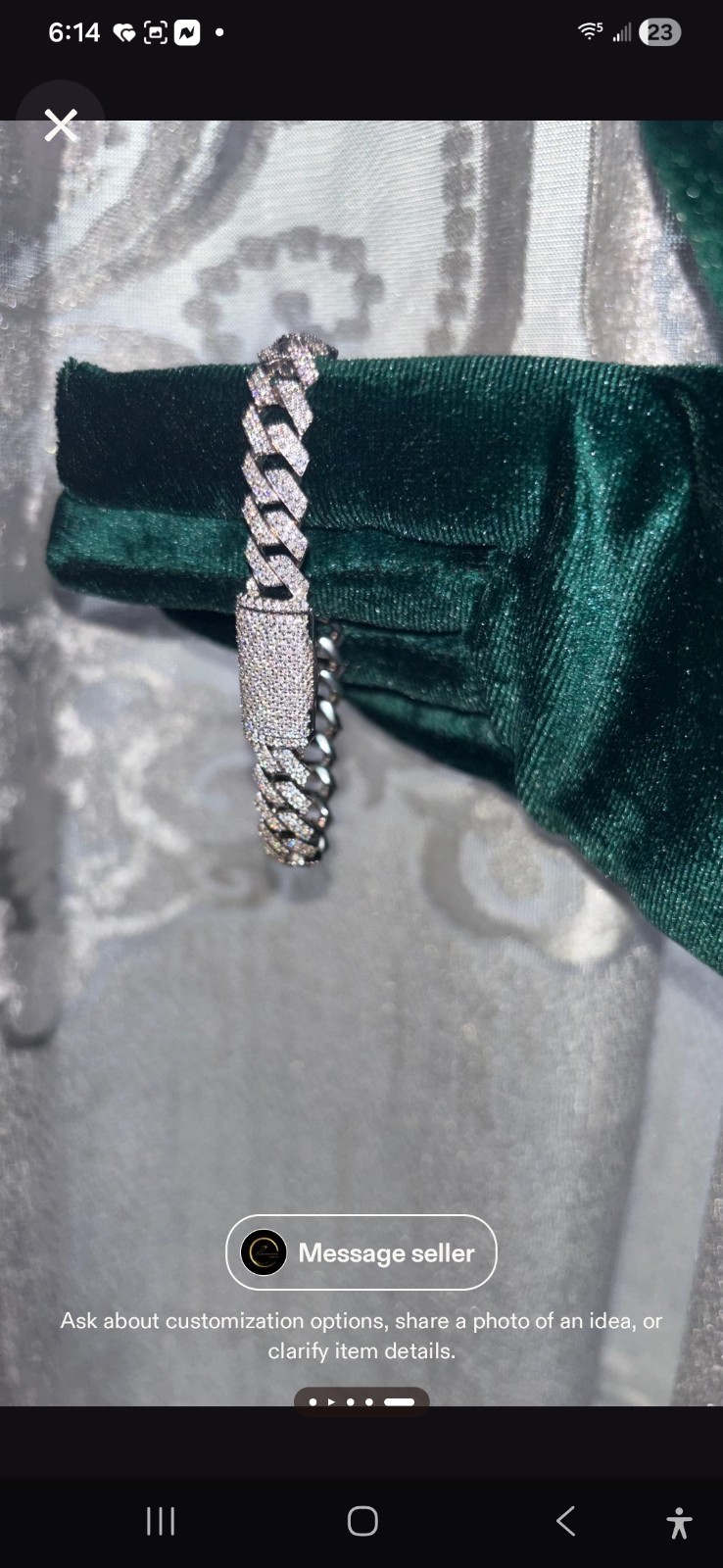 Moissanite 1 Row 22mm x 24″ Miami Cuban LINK Bracelet Sterling Sliver