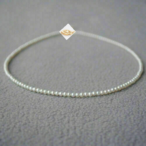 mini AAA 2-3mm White Akoya pearl Necklace 14k Gold clasp 18″ 20″inch