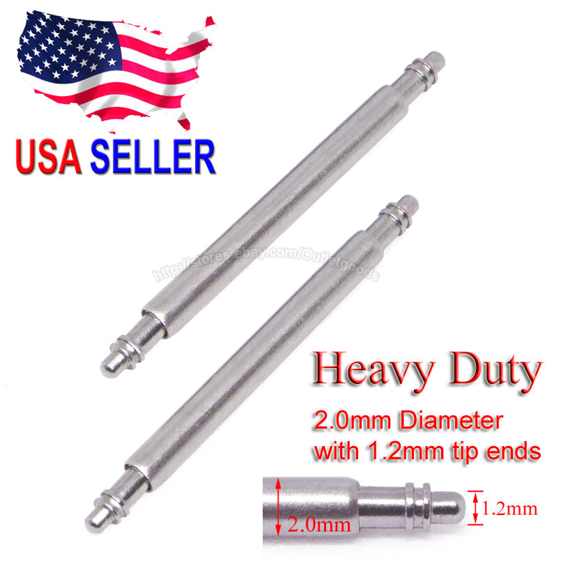 20mm 22mm 24mm Heavy Duty 2.0mm Spring Bar w/ 1.2mm Tip for Citizen Seiko Diver