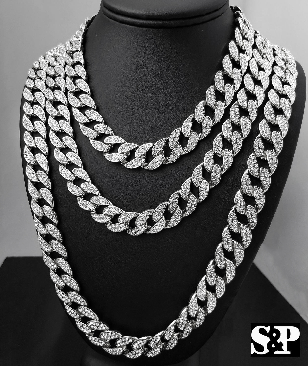 Hip Hop Quavo Full Iced 16″,18″, 24″, 30″ Miami Choker Cuban Link Bling Necklace