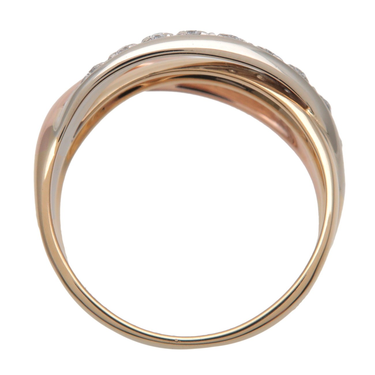 Ponte Vecchio Diamond Ring 750YG/PG/WG Yellow Rose White Gold US5 Auth Used F/S